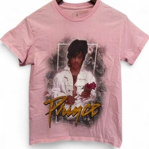 The Prince Estate Licensed Signature Prince Photo Pink Graphic Tee Cotton Small